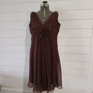 Eva Blue brand, chocolate brown, Sz. 8, beaded shift dress.
